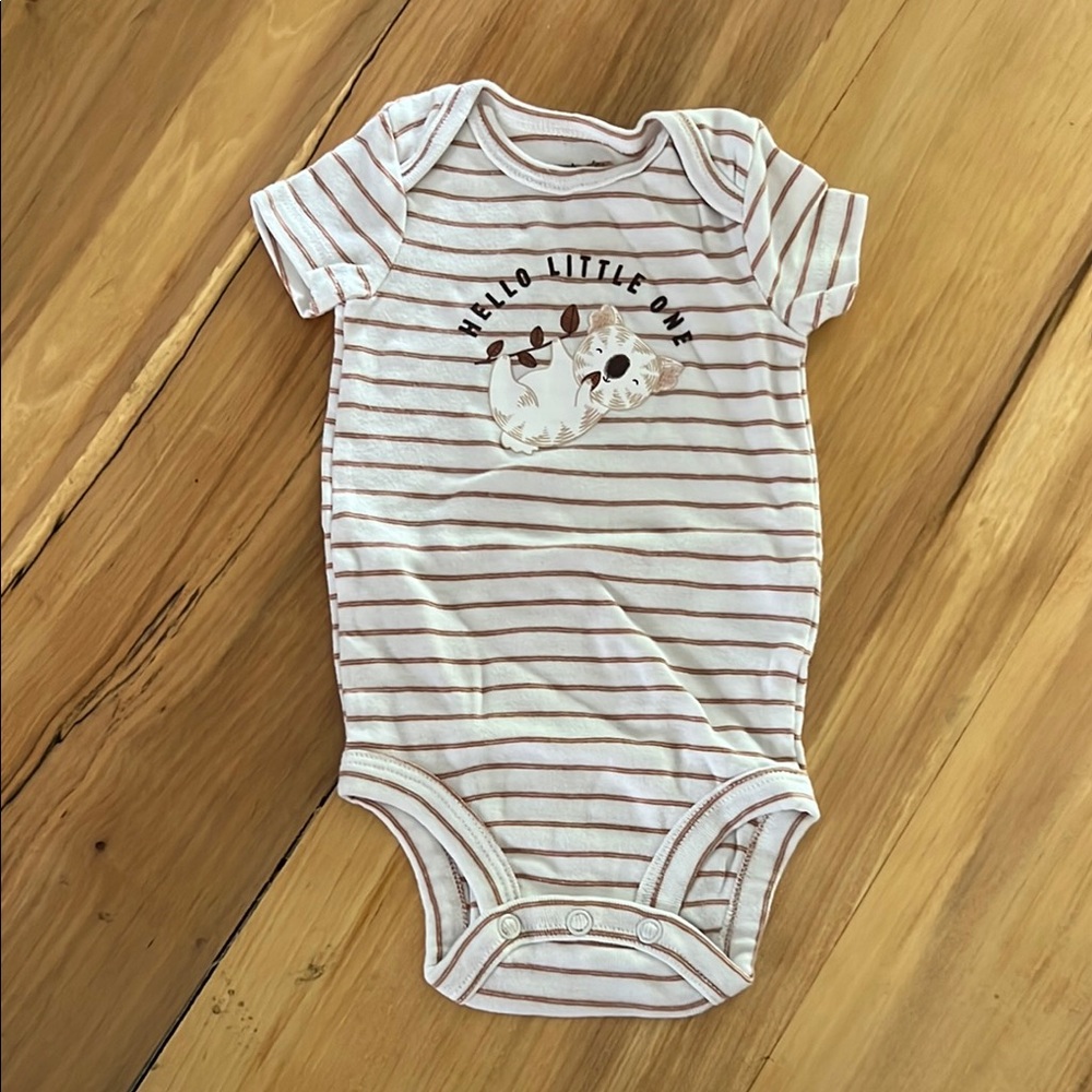 Carter's Brown and White Bodysuit with Cat Design